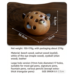 Handcrafted Pufferfish Wooden Pen Holder