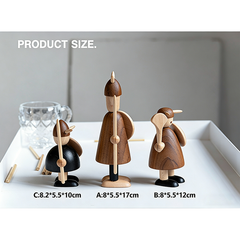 Handcrafted Viking Wooden Figurine Set