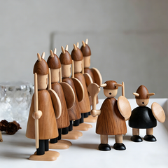 Handcrafted Viking Wooden Figurine Set