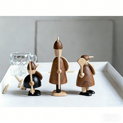 Handcrafted Viking Wooden Figurine Set