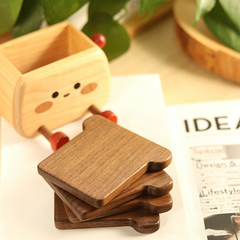 Handcrafted Toaster-Shaped Wooden Coaster Set