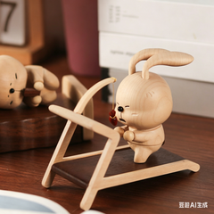 Handcrafted Sporty Running Rabbit Solid Wood Ornament