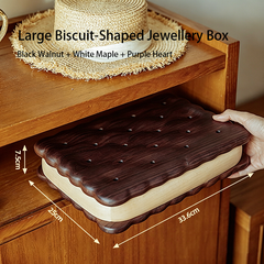 Large Size Biscuit-Shaped Solid Wood Jewelry Organizer Box