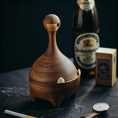 One-Eyed Monster Solid Wood Ashtray with Lid