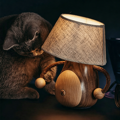 Cute Solid Wood Bedside Lamp