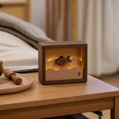 Handcrafted Wooden Dynamic Fish LED Night Light Ornament