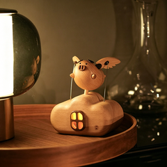 Handcrafted Wooden "Flying Pig" Dynamic Night Light