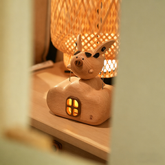 Handcrafted Wooden "Flying Pig" Dynamic Night Light