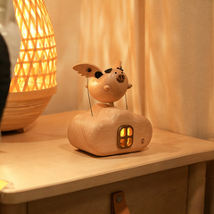 Handcrafted Wooden "Flying Pig" Dynamic Night Light