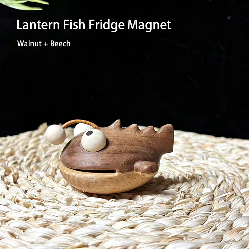 Cute Lantern Fish Wooden Fridge Magnet