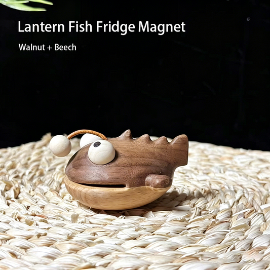 Cute Lantern Fish Wooden Fridge Magnet