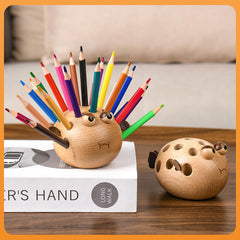 Handcrafted Pufferfish Wooden Pen Holder