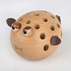 Handcrafted Pufferfish Wooden Pen Holder