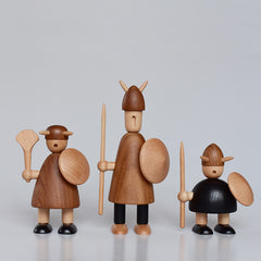 Handcrafted Viking Wooden Figurine Set