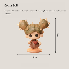 Handcrafted Cute Cactus Elf Doll Solid Wood Ornament