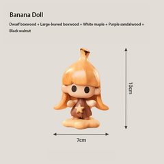 Handcrafted Cute Banana Elf Doll Solid Wood Ornament