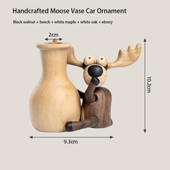 Handcrafted Moose Vase Car Ornament