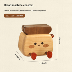 Handcrafted Toaster-Shaped Wooden Coaster Set