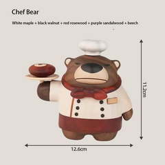 Handcrafted Chef Bear Solid Wood Ornament