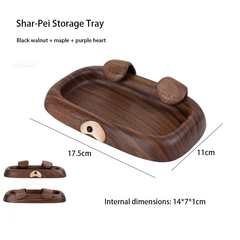 Shar-Pei Shaped Solid Wood Storage Tray