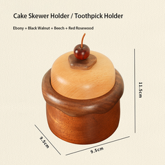 Cute Cake-Shaped Cherry Solid Wood Cotton Swab &Toothpick Storage Holder
