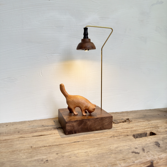 Handcrafted Wooden Cat Night Light