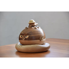Handcrafted Pufferfish-Shaped Wooden Storage Box