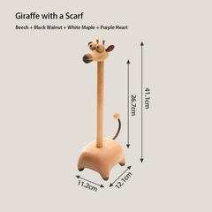 Handcrafted Cute Giraffe Solid Wood Paper Towel Holder