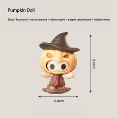 Handcrafted Pumpkin Witch Doll Solid Wood Ornament