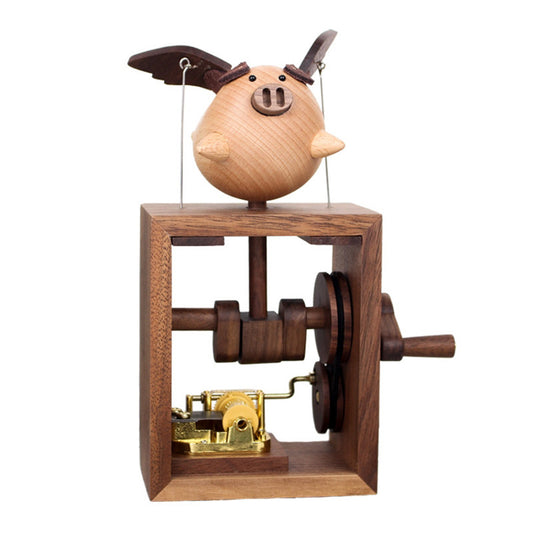 Flying Pig Solid Wood Music Box – Castle in the Sky