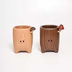 Cute Mushroom Elf Solid Wood Multi-Purpose Storage Cylinder