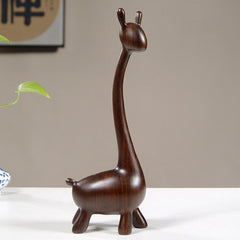 Handcrafted Ebony Wood Giraffe Sculpture
