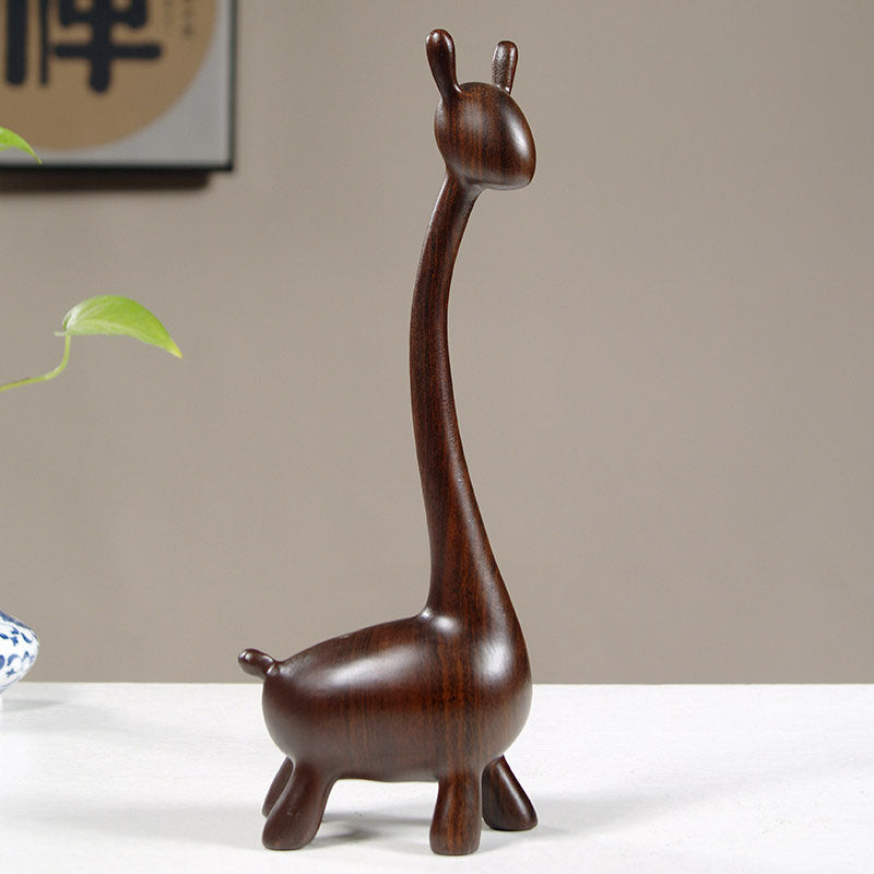 Handcrafted Ebony Wood Giraffe Sculpture