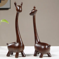 Handcrafted Ebony Wood Giraffe Sculpture