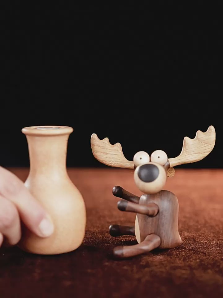 Handcrafted Moose Vase Car Ornament